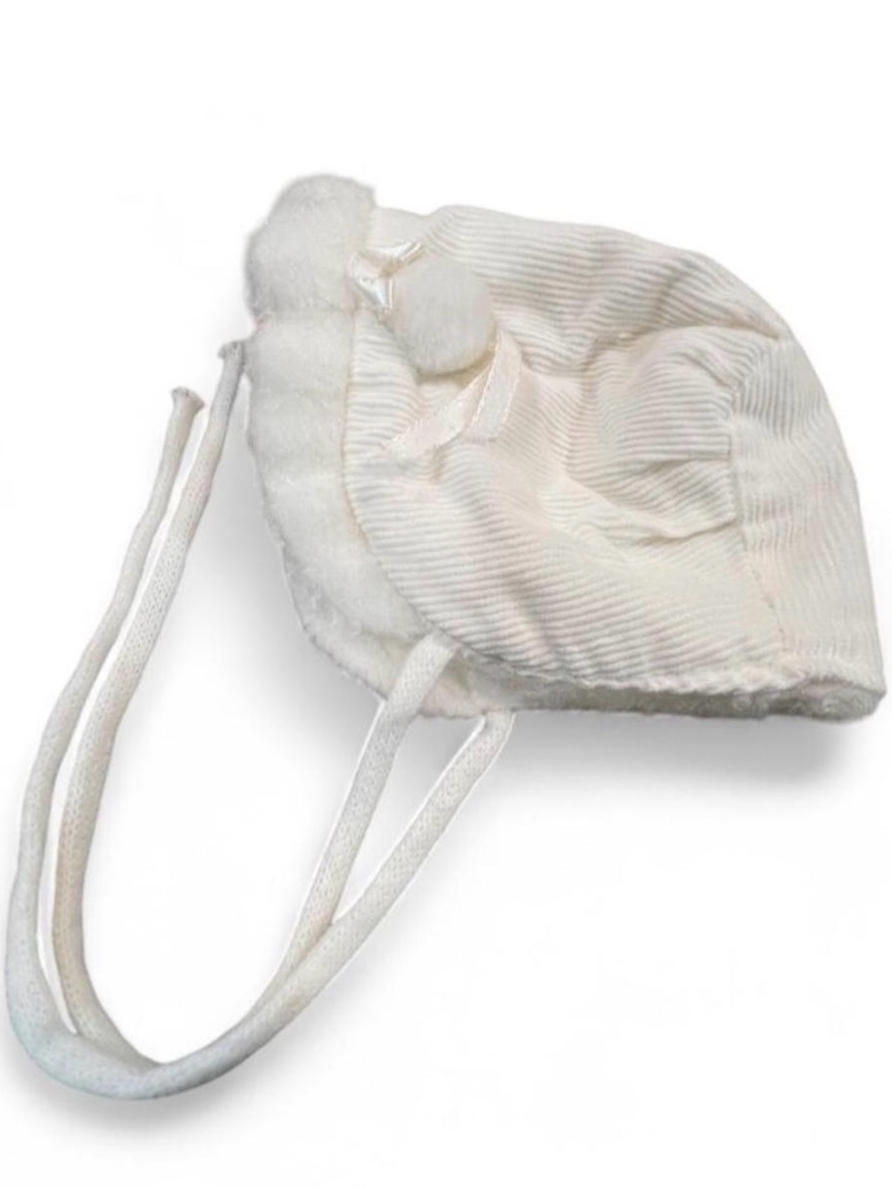 Vintage Infant White Winter Bonnet with Bow